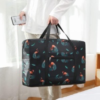 Waterproof Foldable Travel Bag - Compact & Durable - Navy Blue Flamingo thumbnail