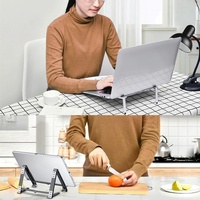 Foldable Aluminum 3-in-1 Phone Tablet Stand - Portable Storage - Silver thumbnail