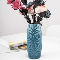 2-piece Plastic Vase Set for Creative Flower Arrangements Wet and Dry Decor - Blue thumbnail