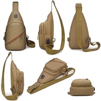 Men Oxford Cloth Crossbody Chest Bag Outdoor Leisure Single Shoulder Bag - Brown thumbnail