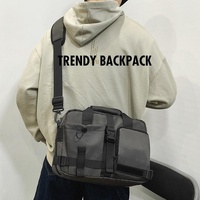 Large Capacity Men Shoulder Messenger Bag Fits Laptops Multi Functional - Black thumbnail