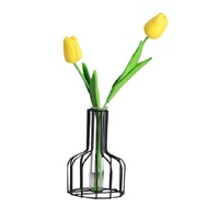 Black Wrought Iron Hydroponic Glass Flower Decoration - no Fake Flowers - Black thumbnail