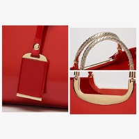 Patent Leather Shoulder Bag for Women - Glue Closure - Red thumbnail