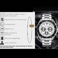 Waterproof Quartz Watch for Men - Casual Business Style - White Shell Black thumbnail