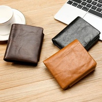 Multi-functional Oil Wax Leather Rfid Wallet - Black thumbnail
