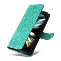 Sunflower Embossed Leather Phone Case for Samsung Galaxy z Fold 4 / 5g - Blue thumbnail