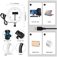 7.9 Usb 3 Modes Dimmable Dual Colour Led Ring Light with Mirror for Vlogging and Photography - Black thumbnail