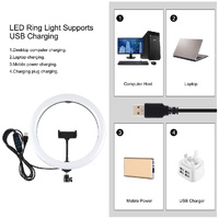 11.8 Led Ring Light Kit with Tripod & Dual Phone Bracket - 3 Modes Dual Colour Temperature Usb Live Broadcast - Black thumbnail
