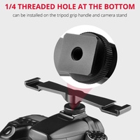 Aluminum Dual Cold Shoe Mount Adapter Extension Bracket - Black thumbnail