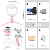 7.9 Led Ring Light with Tripod and Phone Clamp - 3 Modes Dimmable Dual Colour Temperature - Black thumbnail