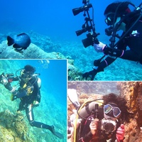 Aluminum Dual Handheld Diving Light Arm Mount for Action Cameras - Black thumbnail
