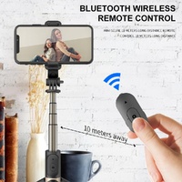 Bluetooth Remote Selfie Stick with Tripod and Phone Holder - Black thumbnail