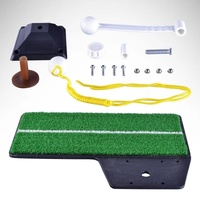 Portable Golf Putting Mat with Push Rod Trainer - 48x23cm - Black thumbnail
