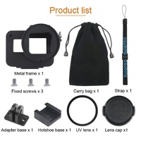 Aluminum Protective Cage with Insurance Frame and 52mm Uv Lens for Gopro Hero7 / 6 / 5 - Black thumbnail