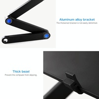 Foldable Laptop Stand with Dual Fans & Mouse Pad - 360 Degree Adjustable - Black thumbnail
