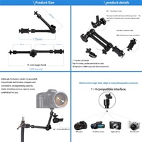 Adjustable Magic Arm With Phone Clamp & Large Claws - 11 Inch Black thumbnail