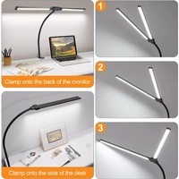 Double Head Clip Desk Lamp with Gooseneck Tube Led in Black thumbnail