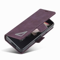 Leather Dual Side Buckle Phone Cover for Samsung Galaxy z Fold 4 - Wine Red thumbnail