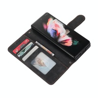 Samsung Galaxy z Fold 4 Leather Phone Case with Pen Slot - Horizontal Flip - Pink thumbnail