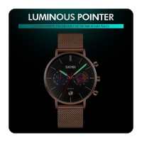 Men Stainless Steel Quartz Watch with Map Pattern Calendar - 9231 - Blue thumbnail