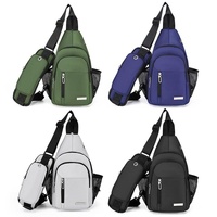 Men Oxford Cloth Chest Bag Casual Crossbody Shoulder Backpack - Light Grey thumbnail
