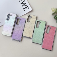 Geometric Gradient Leather Phone Case for Samsung Galaxy z Fold 4 5g - Pearlescent Finish - Silver thumbnail