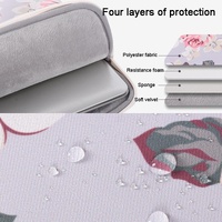15 Inch Laptop Case Bag with White Rose Pattern and Handle - Grey thumbnail