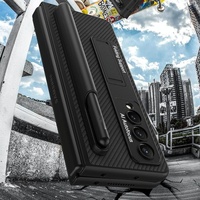 Leather Case with Holder & Pen Slots for Samsung Galaxy z Fold 4 - Thin & Shockproof - Silver thumbnail