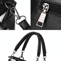 Soft Leather Geometric Handbag - Colourblock - Dark Gray thumbnail