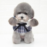 Dog Shawl Small Cloak Pet Bow Ttie Saliva Towel Pet Accessories - Size S - Navy Blue Grid thumbnail
