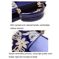 Shiny Leather Handbag with Single-sided Embroidery - Rice-White thumbnail