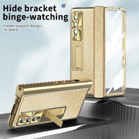 Shockproof Magnetic Litchi Pattern Phone Case for Samsung Galaxy z Fold 4 - Gold thumbnail