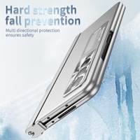 Foldable Phone Case with Pen Slot for Samsung Galaxy z Fold 4 - Electroplated - Blue thumbnail