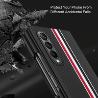 Shockproof Twill Phone Case for Samsung Galaxy z Fold 4 - Pc Tpu - Brown thumbnail