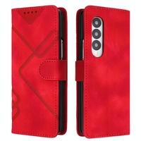 Smooth Leather Phone Case for Samsung Galaxy z Fold 4 - Line Pattern - Black thumbnail