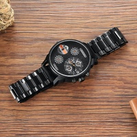 Stylish Waterproof Dual Quartz Watch with Stainless Steel Band - Orange thumbnail
