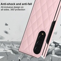 Foldable Microfiber Phone Case for Samsung Galaxy z Fold 4 - Rhombic Design - White thumbnail