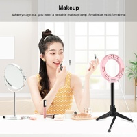 Usb Led Ring Light for Vlogging and Photography - 4.7 Inch White Light Pink thumbnail