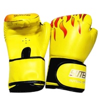 Adult Flame Pattern Pu Leather Boxing Gloves - Green thumbnail