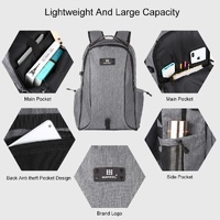 Grey Canvas Dual-shoulder Laptop Backpack - Portable Outdoor thumbnail