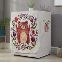 Cartoon Cotton Linen Drum Roller Washing Machine Dust Cover - 83x60x60cm Size - Blue Flower thumbnail