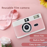 Retro Manual Reusable Film Camera for Kids - no Film - White + Pink Orange thumbnail