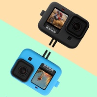 Silicone Case with Wrist Strap and Lens Cover for Gopro Hero10 / 9 - Blue thumbnail