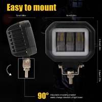 2 Pcs Car 4 Inch Square Spotlight Work Light With Angel Eyes Yellow Light thumbnail