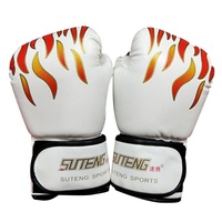 Adult Flame Pattern Pu Leather Boxing Gloves - Fitness - Red thumbnail