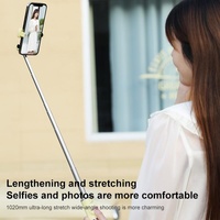 Wireless Selfie Stick with Remote Tripod - Compact Design - Red thumbnail