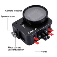 Aluminum Protective Cage with Uv Lens for Gopro Hero 2018 / 7 / 6 / 5 - 52mm - Red thumbnail