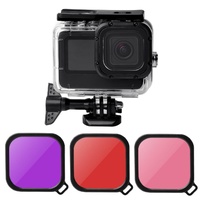 Waterproof Touch Case with Colour Lens Filter for Gopro Hero10 / Hero9 - Red thumbnail