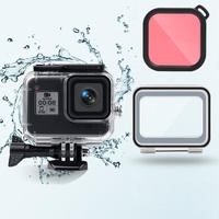 Waterproof Case for Gopro Hero8 with Touch Back Cover and Colour Lens Filter - 45m - Red thumbnail