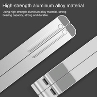 Adjustable Laptop Stand - Portable Folding Height Increase Heat Dissipation - Silver thumbnail